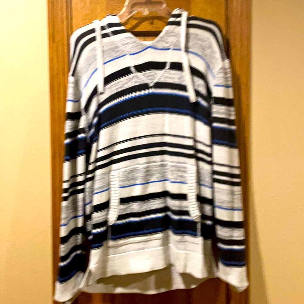 Hooded Retrofit Stripped Sweatshirt